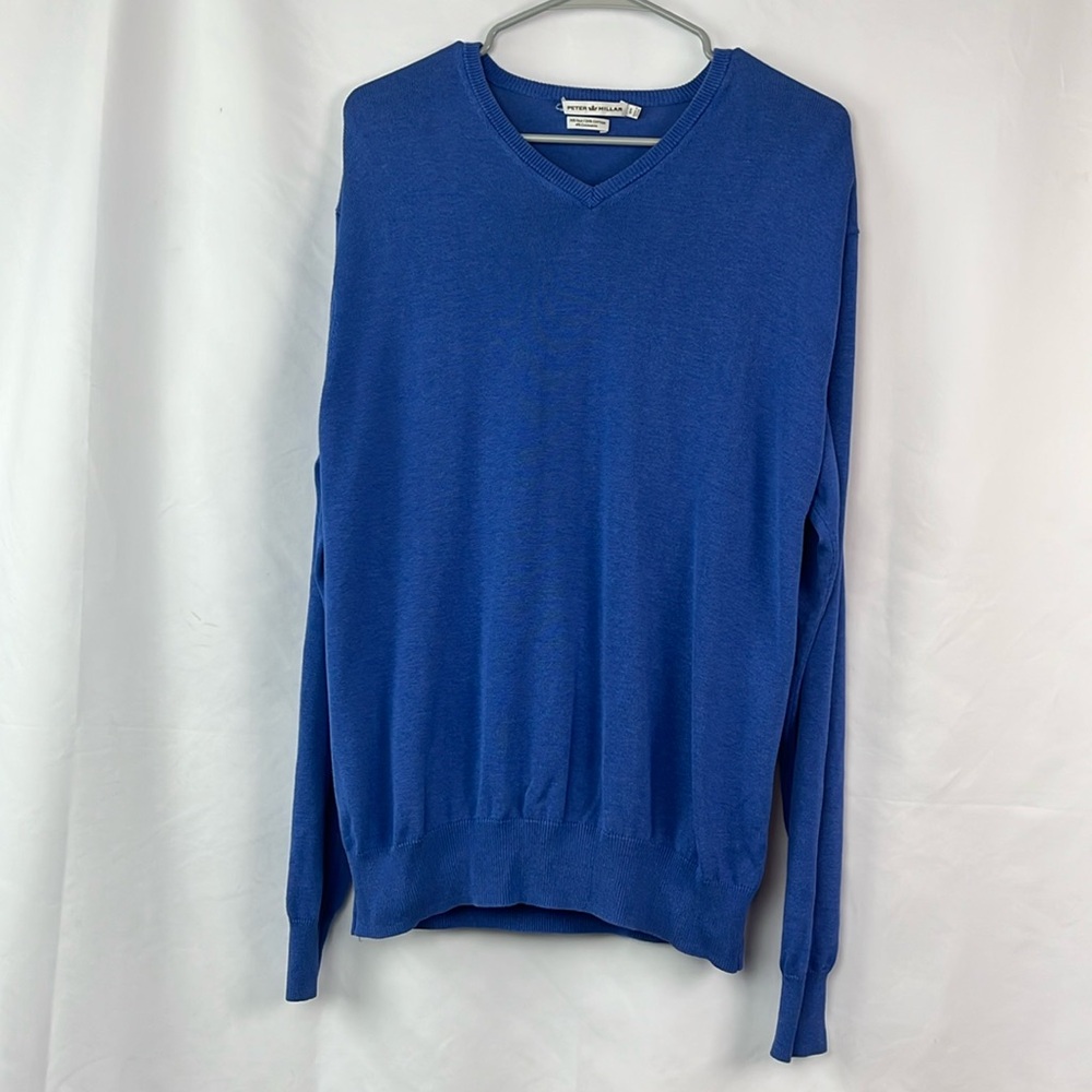 Peter Millar blue knit sweater silk cashmere blend large